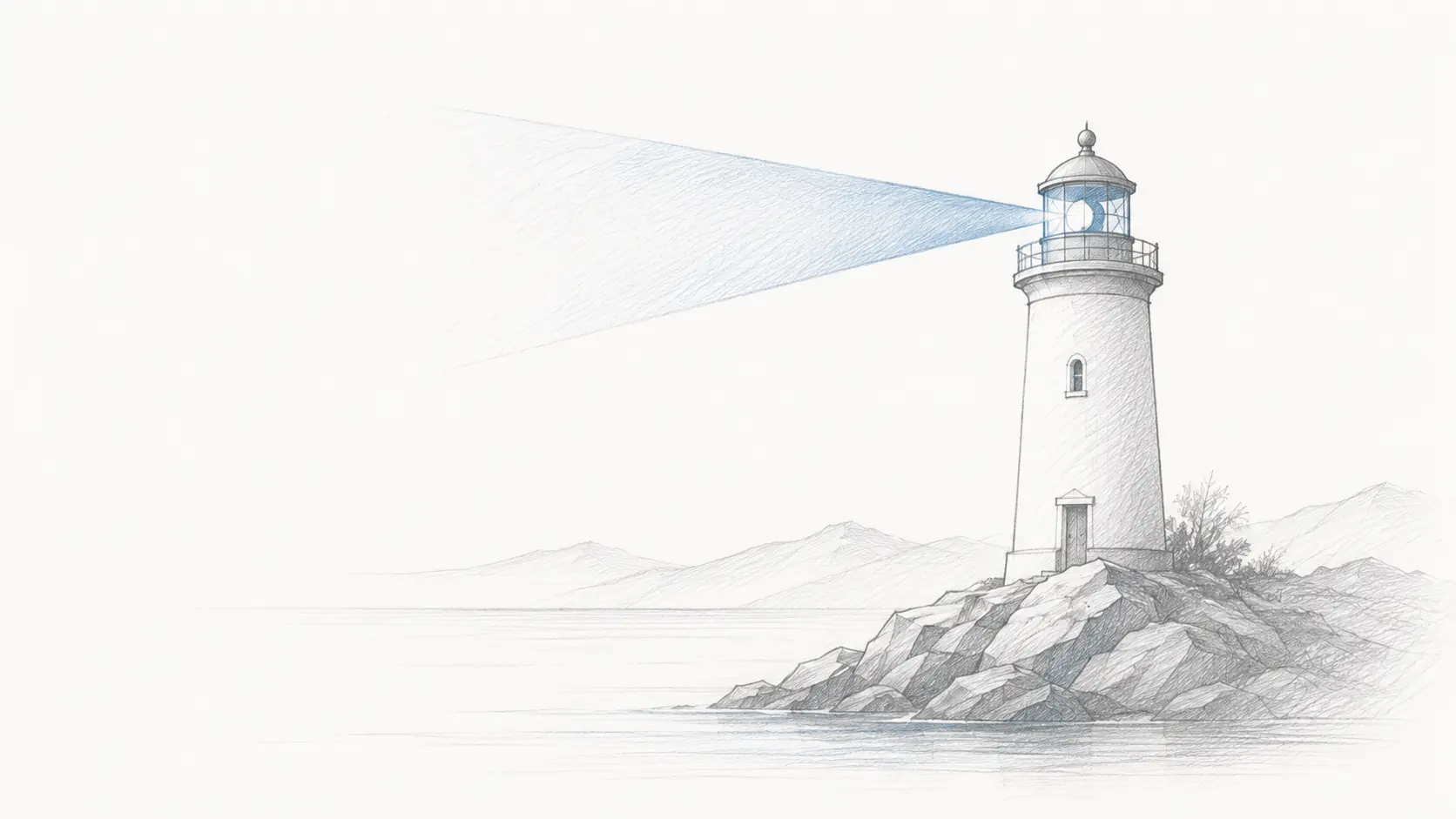 Gezeichneter Leuchtturm mit sichtbarem Signal als Sinnbild für Auffindbarkeit und Suche